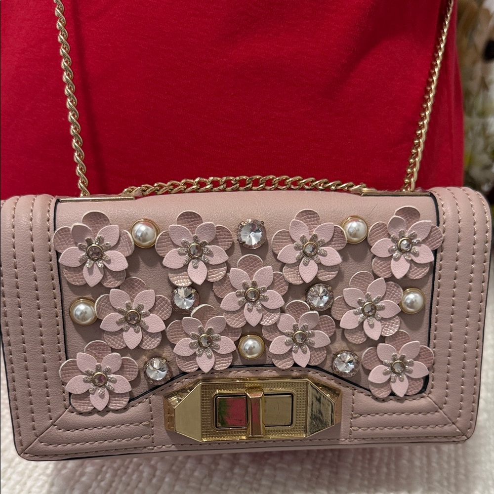 Pink Floral Embellished Women's Crossbody Bag/Hand Bag